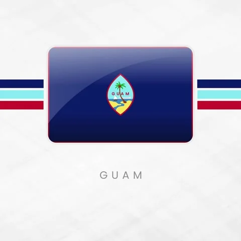 Guam Flag Button Animation: 3D Glossy National Symbol of the United States .. Stock Footage 330952337