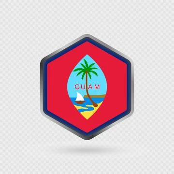 Guam Flag Icon in Hexagon Shape. Stock Illustration