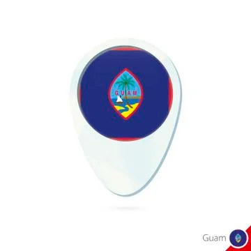 Guam flag location map pin icon on white background. Stock Illustration