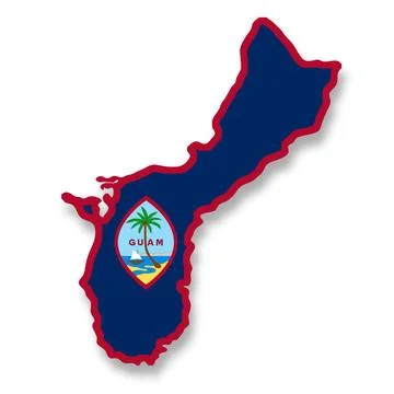 Guam flag map with clipping path Stock Illustration