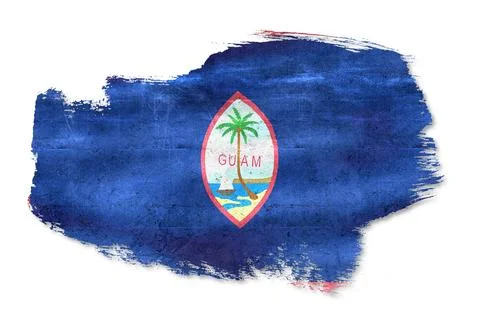 Guam flag painted brush stroke on white background Stock Illustration