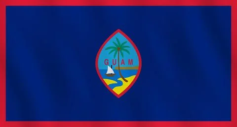 Guam flag with waving effect, official proportion. Stock Illustration