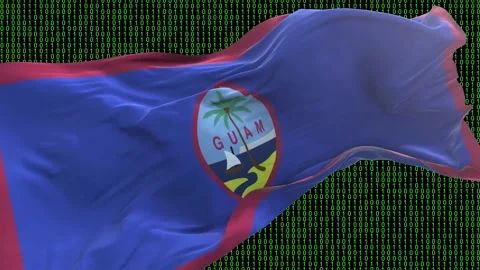 Guam flag - Waving flag on matrix binary code background Stock Footage 321421205