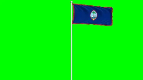 Guam Flag Waving Fluttering on Wind Loopable Green Blue Screen Matte Stock Footage 77580238