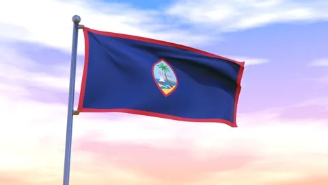 Guam Flag waving in the high wind Video stock 154375372