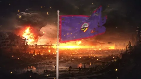 Guam flag waving in war is torn Stock Footage 346008178