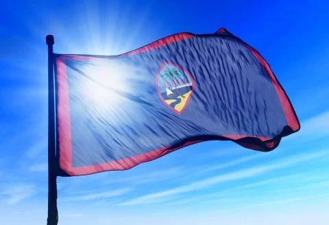 Guam flag waving on the wind Stock Illustration