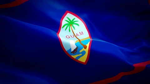 Guam island flag Motion Loop video waving in wind. Realistic Micronesia island Stock Footage 126982449