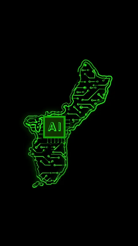 Guam Map AI Chipset Technology Opener Stock Footage 337177458
