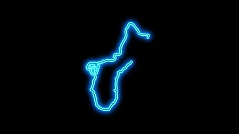 Guam Map Outline Neon Lights Stock Footage 332851153