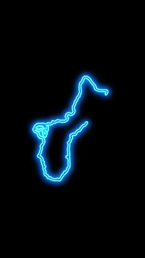 Guam Map Outline Neon Lights Video stock 333057925