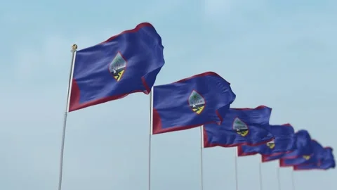 Guam  Row Of Flags Animation Stock-Footage 136205585