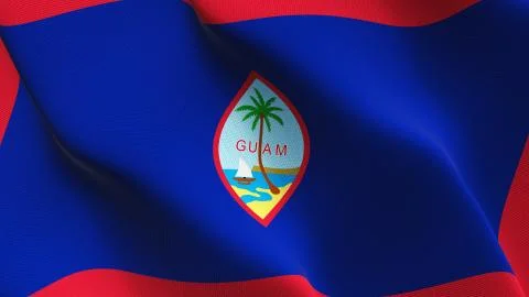 Guam US State flag waving on wind. Stock Illustration