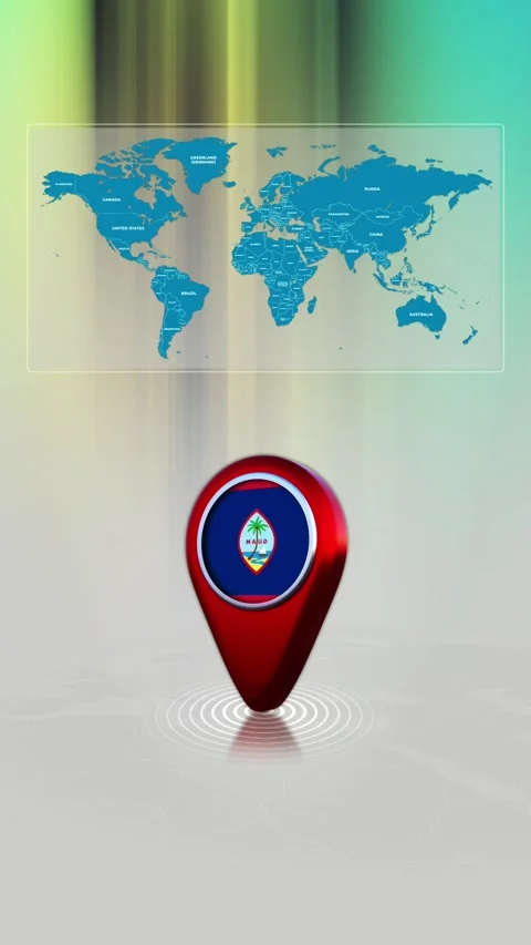 Guam World Map Pin Location Background Loop Vertical Stock Footage 343156804
