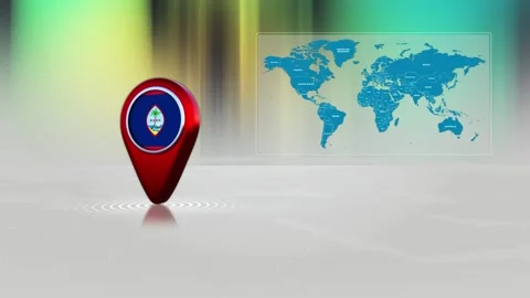 Guam World Map Pin Location Background Loop 4k Stock Footage 343156807