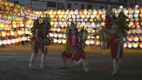 Guan Jiang Shou Generals Perform Beneath Lanterns in Bukit Mertajam Stock-Footage 345929975