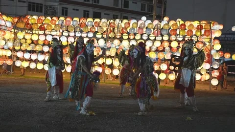 Guan Jiang Shou Underworld Generals Beneath Lanterns in Bukit Mertajam 库存影片 345930145