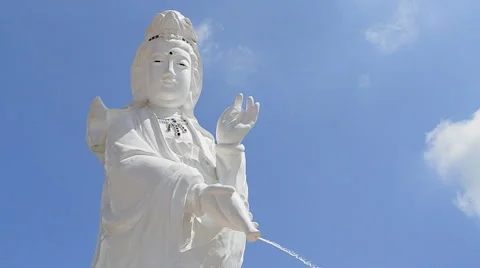 Guan Yin Statue On Nice Sky And Lighting Effect Stock Footage 40625376