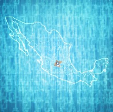 Guanajuato on administration map of Mexico Stock Illustration
