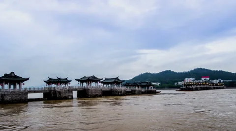 Guangji bridge is famous for its mobility in Chaozhou, Guangdong province, China Stock-Footage 40201894
