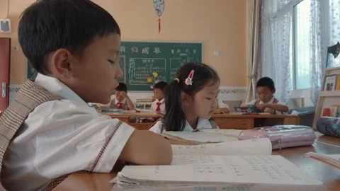 Guangyuan, CHINA - Jun 03, 2020: Classroom scene of primary school.China,Sichuan Stock Footage 219945720