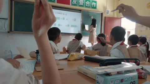 Guangyuan, CHINA - Jun 03, 2020: Classroom scene of primary school.China,Sichuan Stock Footage 220064073