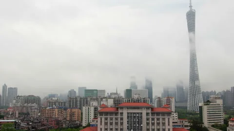 Guangzhou cityscape rain clouds Stock Footage 121877226