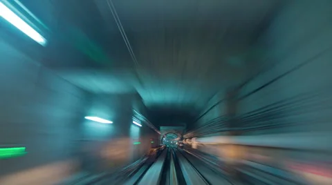 Guangzhou metro tunnel ride 4k time lapse china Stock Footage