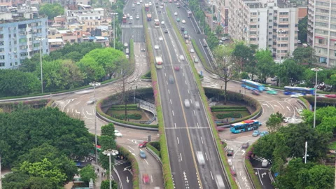 Guangzhou overpass road circle junction in China timelapse Stock Footage 121572913