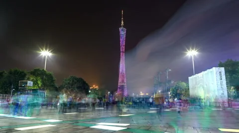 Guangzhou tower in the night. Video stock 45406372