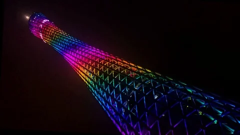 Guangzhou TV Tower Stock Footage 98160741