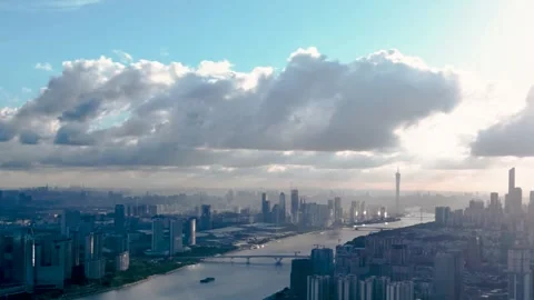 Guangzhou wide range time-lapse aerial video Stock Footage 268186693