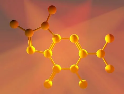 Guanine molecule in warm rays of light Stock Illustration