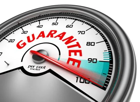Guarantee conceptual meter indicate hundred per cent Stock Illustration