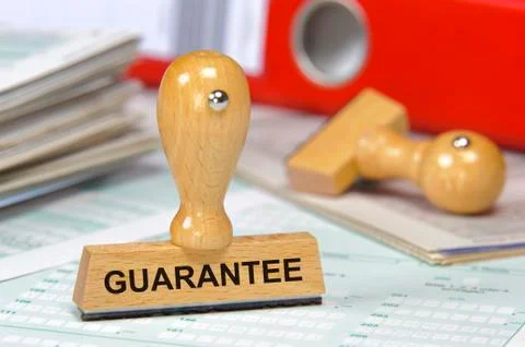 Guarantee printed on rubber stamp Foto stock
