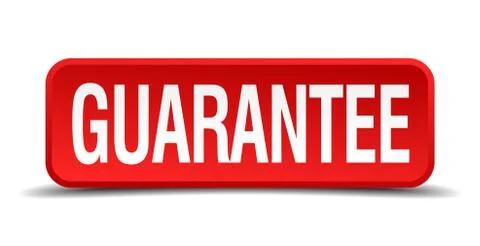 Guarantee red 3d square button on white background Stock Illustration
