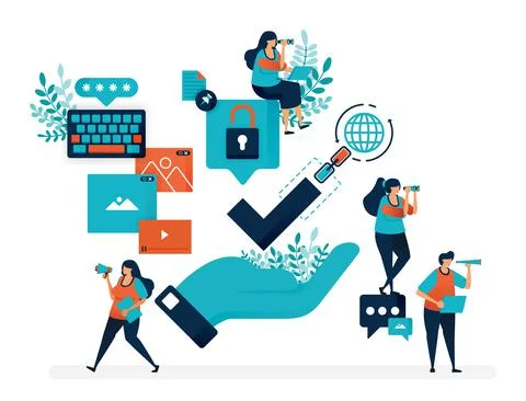 Guarantee of security protection for internet access. Verification on link ne Stock Illustration