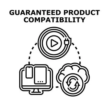 Guaranteed product compatibility with cross platform integration 스톡 일러스트