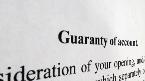 Guaranty of Account  Financial Document Close-Up Concept Stock Footage 335104017
