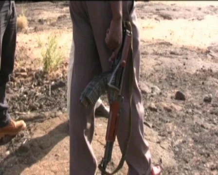Guard in the bush in Kenya  Stock Footage 549630