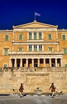 Guard change at Syntagma Square, Hellenic Parliament Stock-Fotos