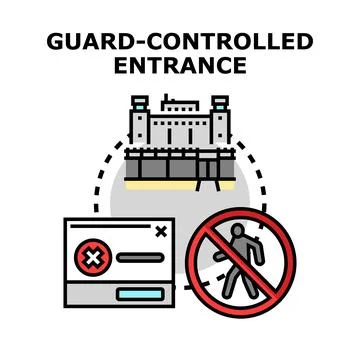 Guard controlled entrance for restricted access security Stock Illustration