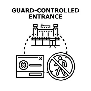 Guard controlled entrance for restricted access security Stock Illustration