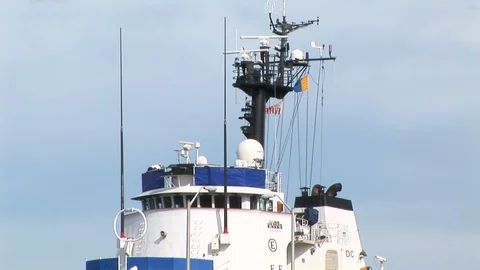 Guard Cutter Steadfast (WMEC-623) in the Columbia River in Astoria, Oregon USA Stock Footage 102188802