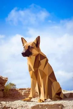 Guard dog German shepherd in polygons style Stock Illustration