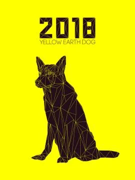 Guard dog German shepherd in polygons style, 2018 Stock Illustration