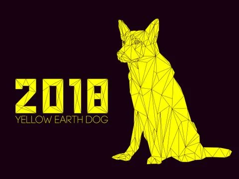 Guard dog German shepherd in polygons style, 2018 Stock Illustration