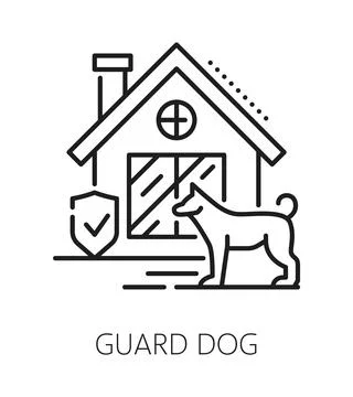 Guard dog home security line icon or symbol Stock Illustration
