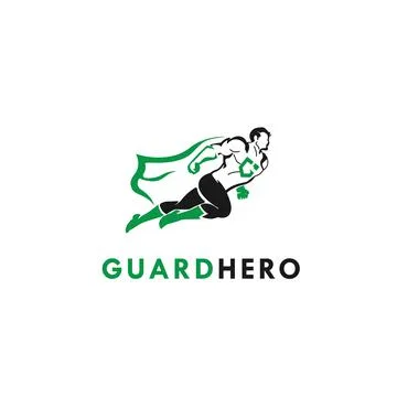 Guard Hero Logo Design Template Flat Style Vector Illustration Stock Illustration