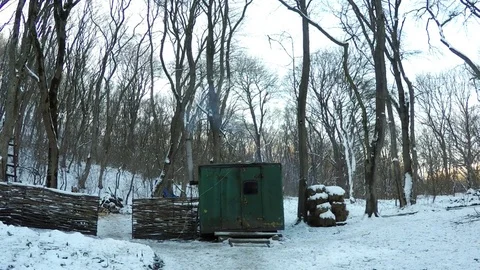 Guard house in the forest Stock Footage 70138954